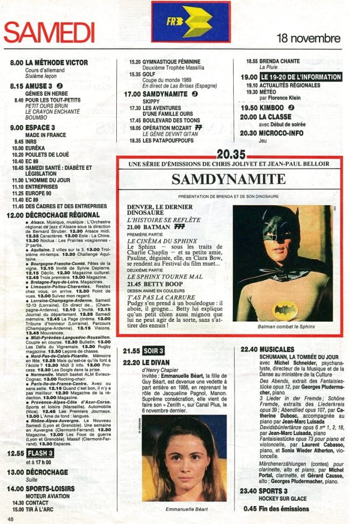 Programme TV - FR3 - 1989