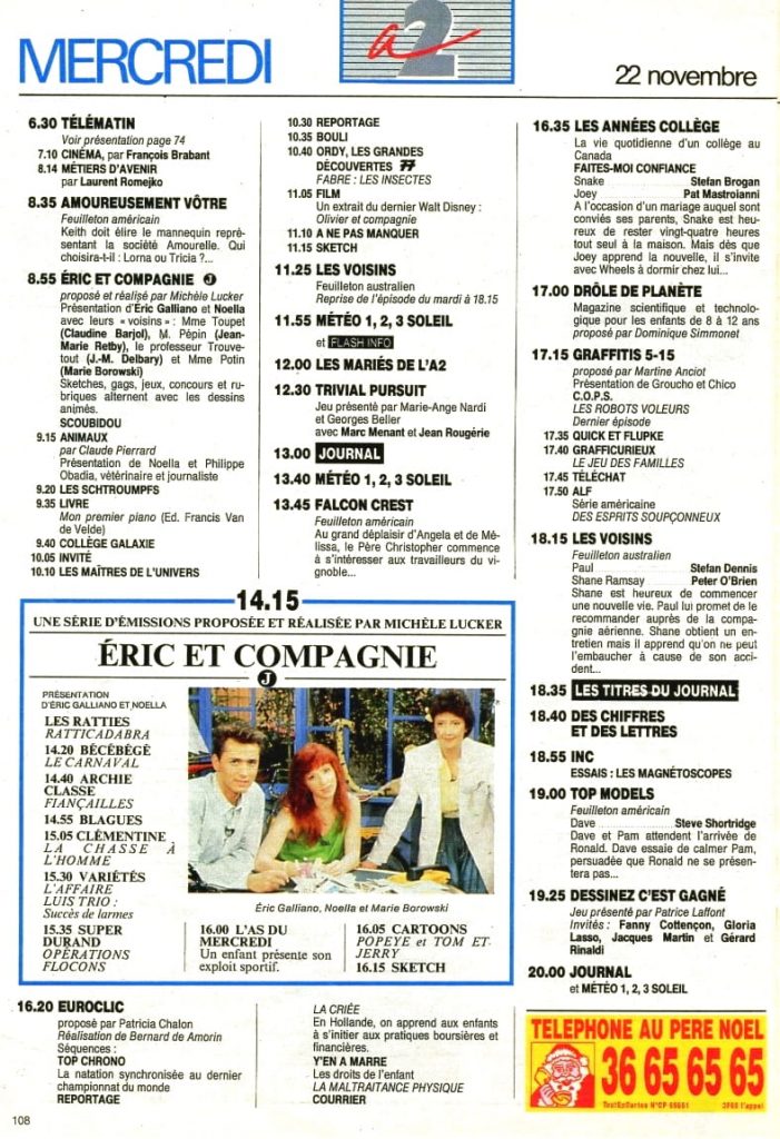 Programme TV - Antenne 2 - 1989